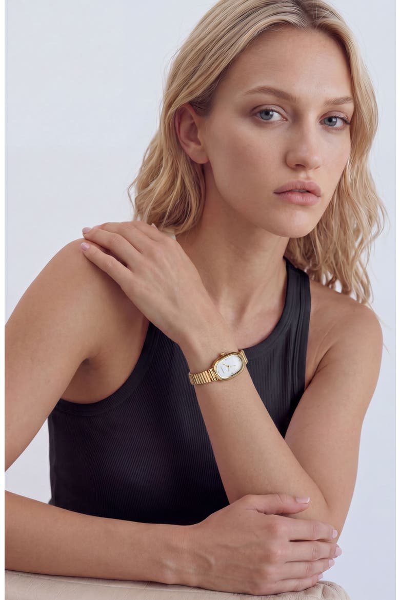Munich Bracelet Watch, 33mm x 23mm, Alternate, color, GOLD/ WHITE