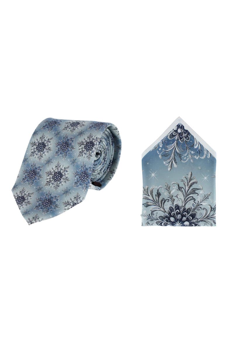 Clarence The Classy Snowflake Silk Holiday Bundle, Main, color, Blue