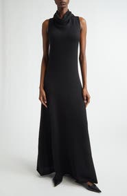 TOM FORD Cowl Neck Piqué Knit Wool Blend Dress