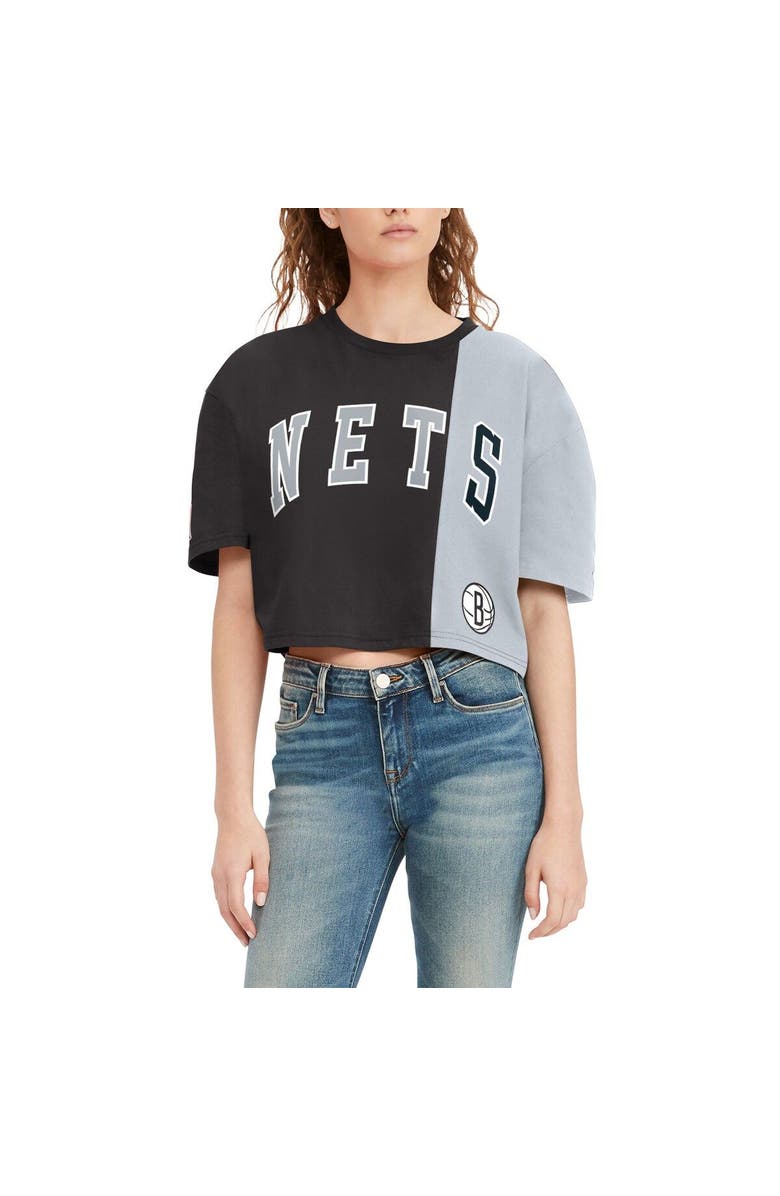TOMMY JEANS Women's Tommy Jeans Black/White Brooklyn Nets Betsy Relaxed Crop T-Shirt, Main, color, Black