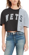 TOMMY JEANS Women's Tommy Jeans Black/White Brooklyn Nets Betsy Relaxed Crop T-Shirt