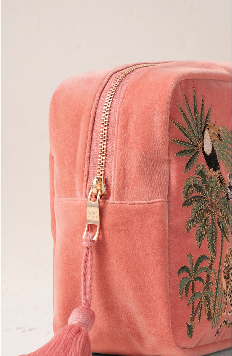 Elizabeth Scarlett World Wildlife Velvet Wash Bag, Alternate, color, 