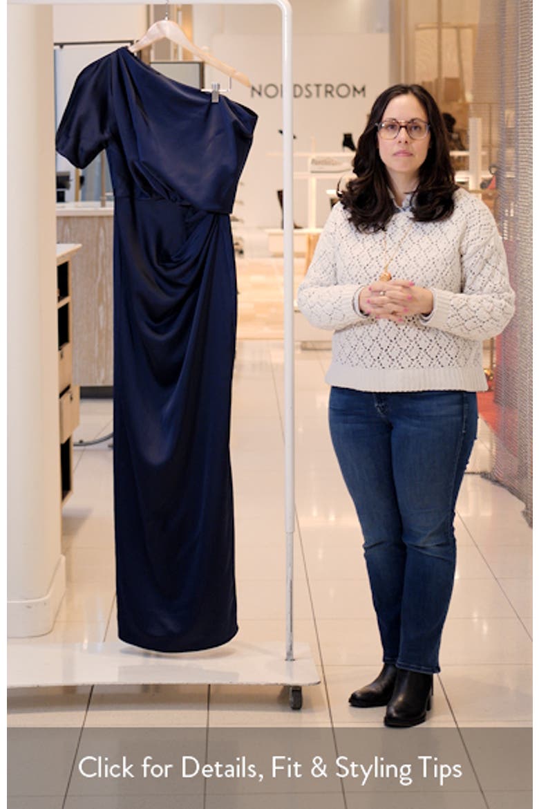 Ruched One-Shoulder Satin Gown video