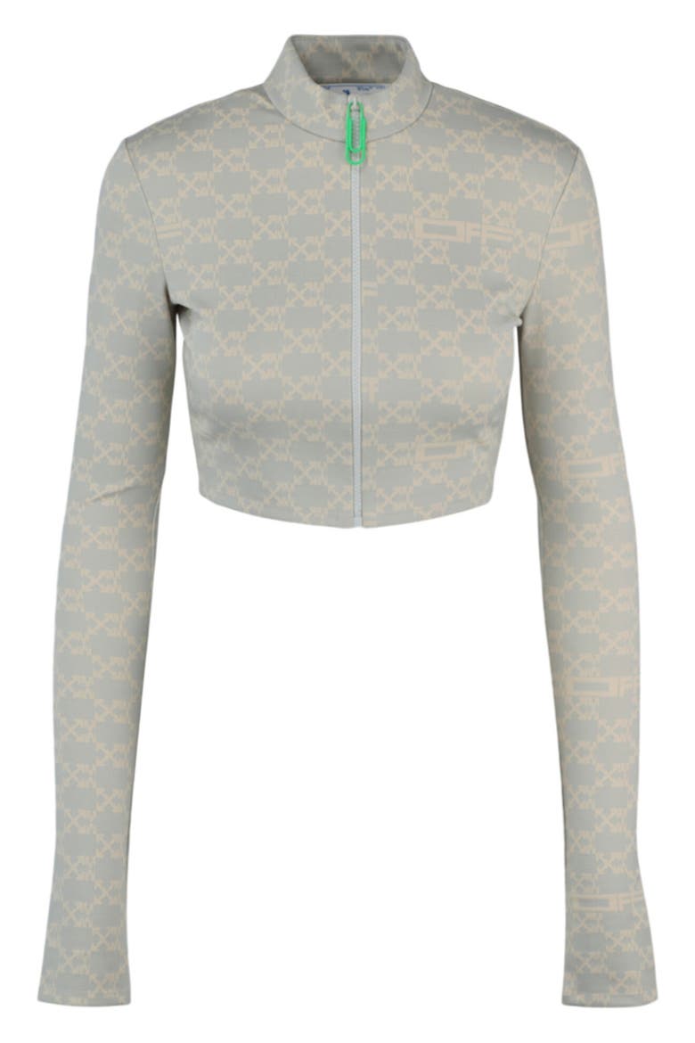 Monogram Crop Track Jacket, Main, color, WHITE