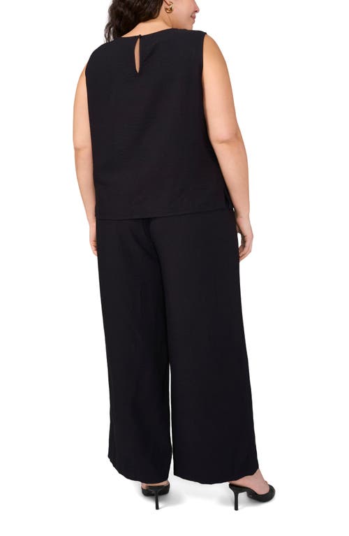 Shop Vince Camuto Lattice Inset High Waist Wide Leg Pants In Rich Black