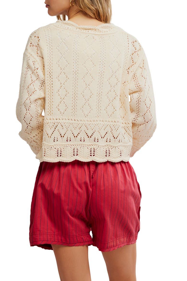 Cotton Blend Crop Pointelle Sweater, Alternate, color, SHORTBREAD