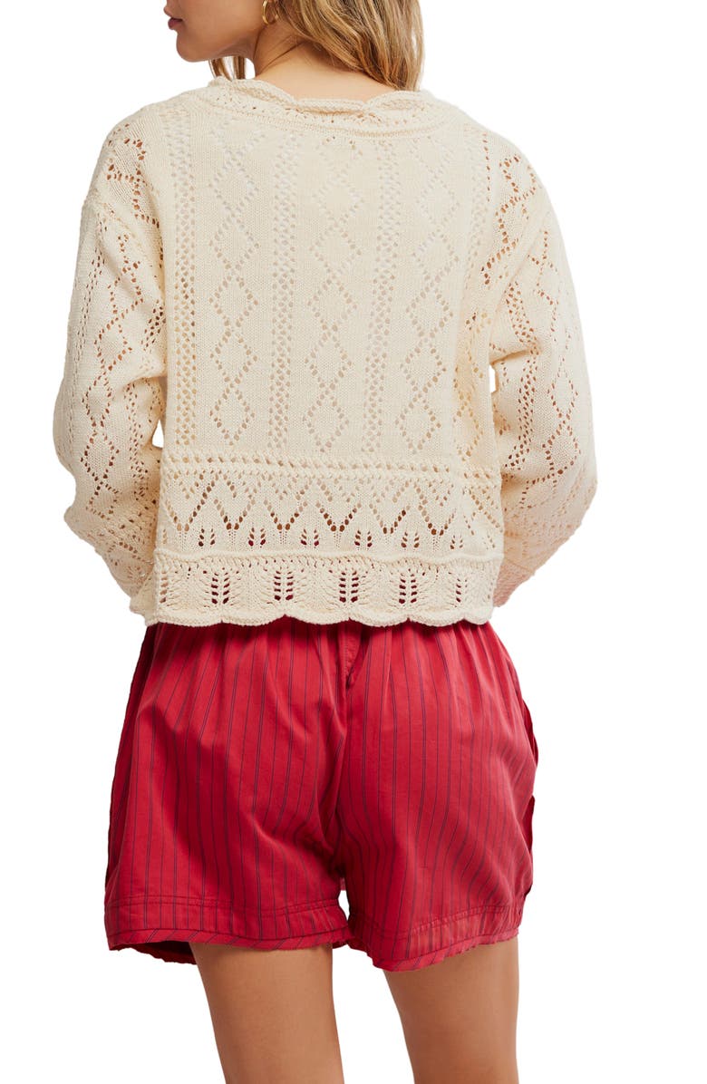 Free People Cotton Blend Crop Pointelle Sweater, Alternate, color,