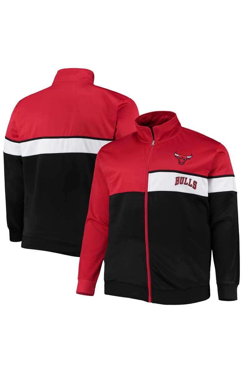 PROFILE Men's Red/Black Chicago Bulls Big & Tall Pieced Body Full-Zip Track Jacket, Main, color, 