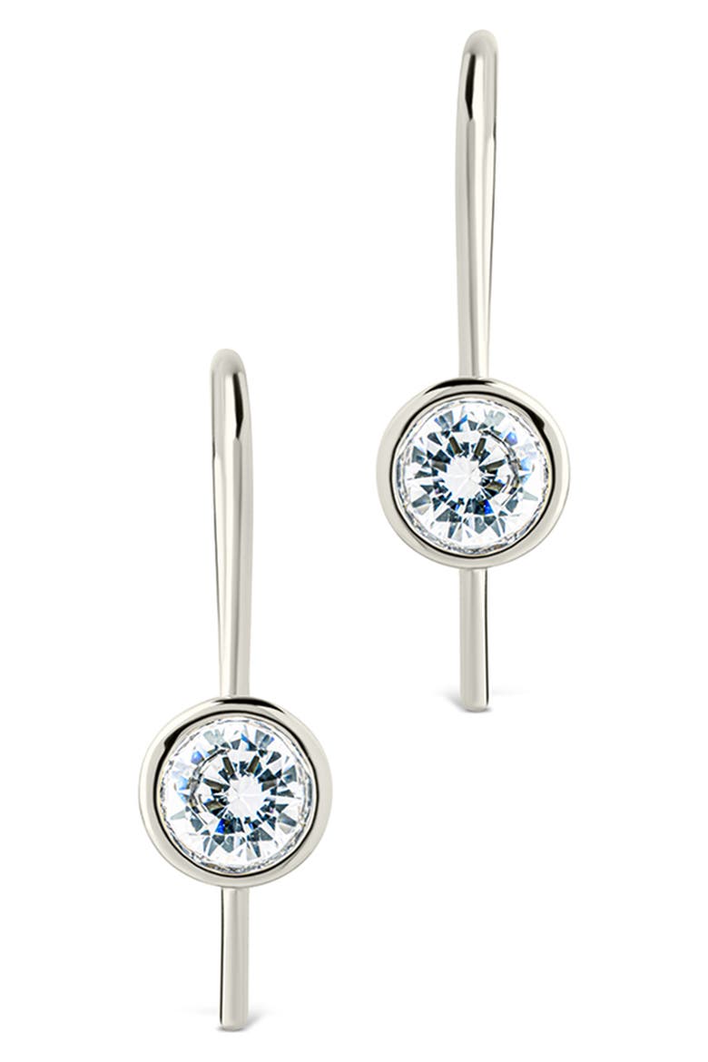 Elspeth Bezel Set CZ Drop Earrings, Alternate, color, SILVER