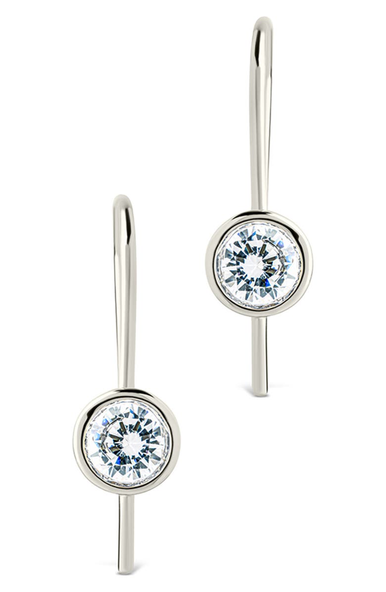 Sterling Forever Elspeth Bezel Set CZ Drop Earrings, Alternate, color, Silver