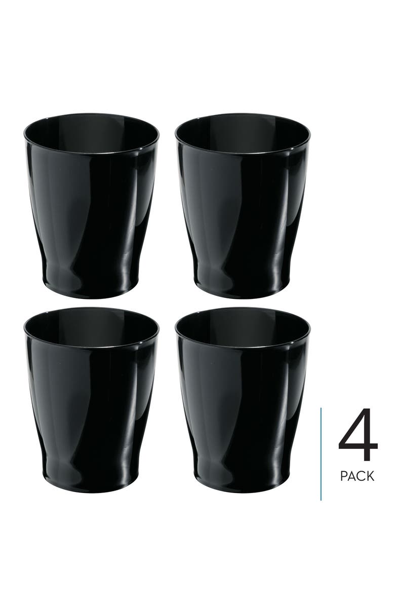 iDesign Small Round Plastic Bathroom Trash Can - Ideal for Bathroom or Office - Set of 4 - Black, Alternate, color, 