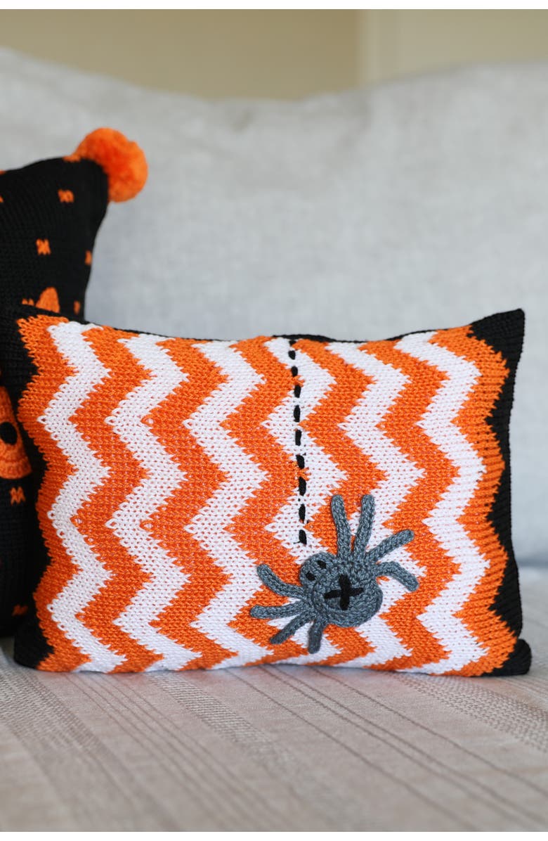 Melange Collection Halloween Spider Mini Pillow, Alternate, color, Orange And Black