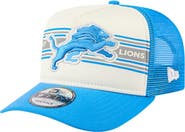 New Era Men's New Era  Cream/Blue Detroit Lions Banner A-Frame 9FIFTY Trucker Snapback Hat