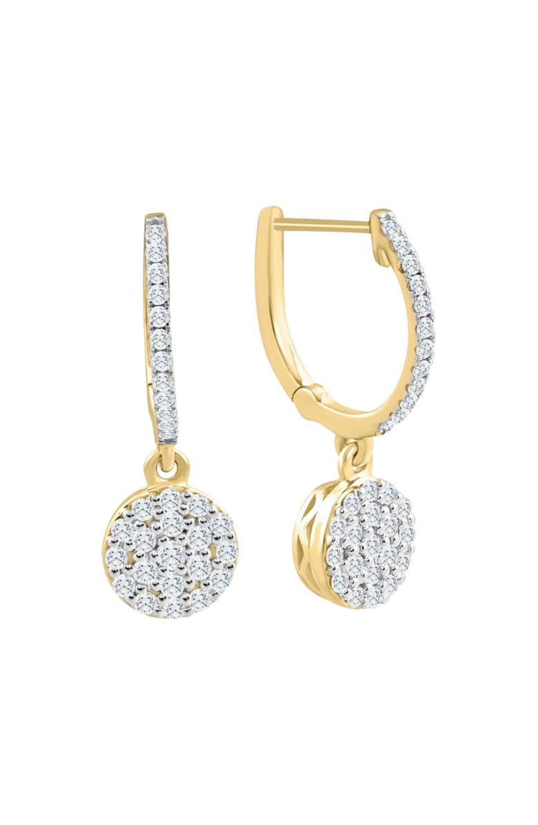 Bliss Diamond 1/2Ct Diamond Hoops Drop Dangle Earrings Gold Women's 1" Tall Lab Grown, Main, color,