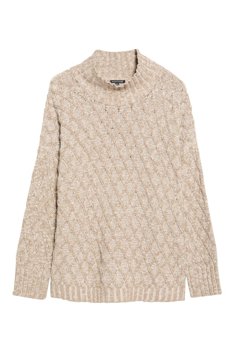 Turtleneck Organic Cotton Blend Sweater, Alternate, color, TWINE