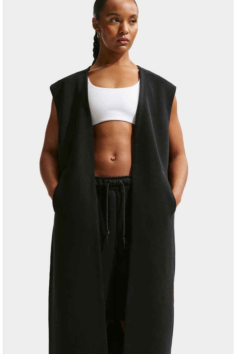Oversized Sleeveless Tech Fleece Duster, Alternate, color, BLACK/ BLACK