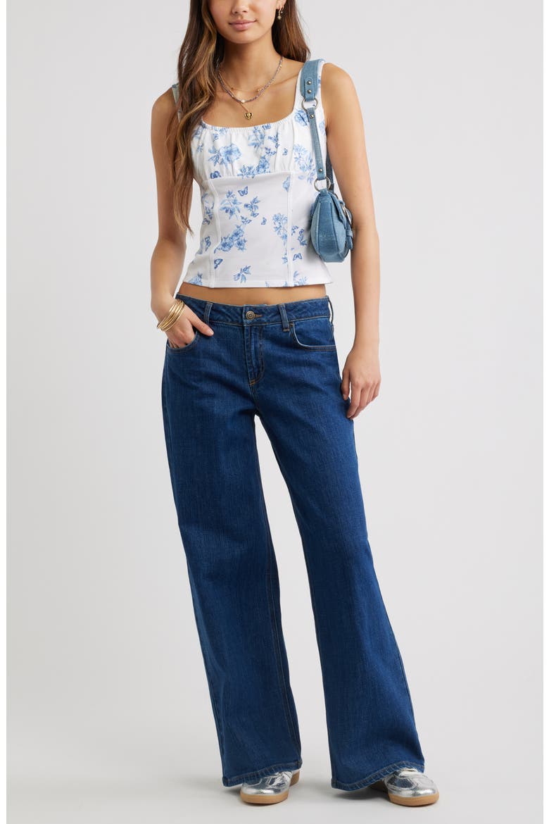 Ruched Tank Top, Alternate, color, WHITE BLUE TALIA FLORAL