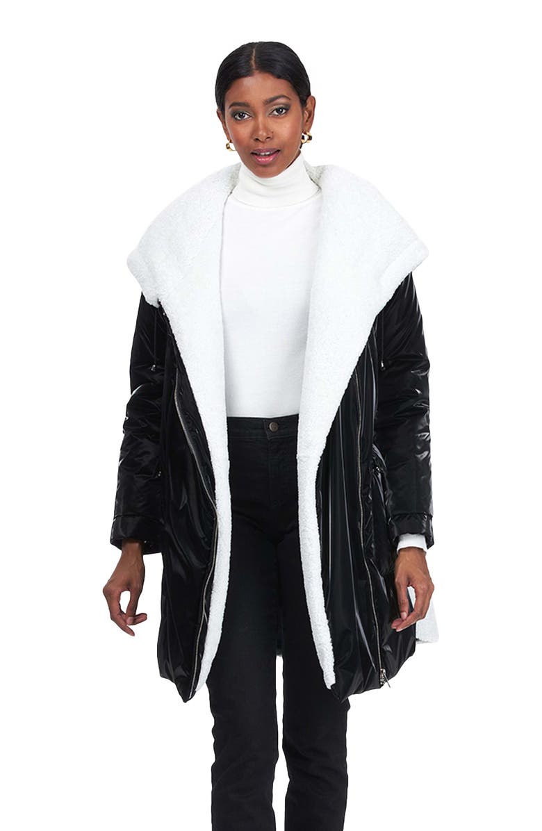GORSKI Quilted Parka With Genuine Shearling, Main, color, Black/White