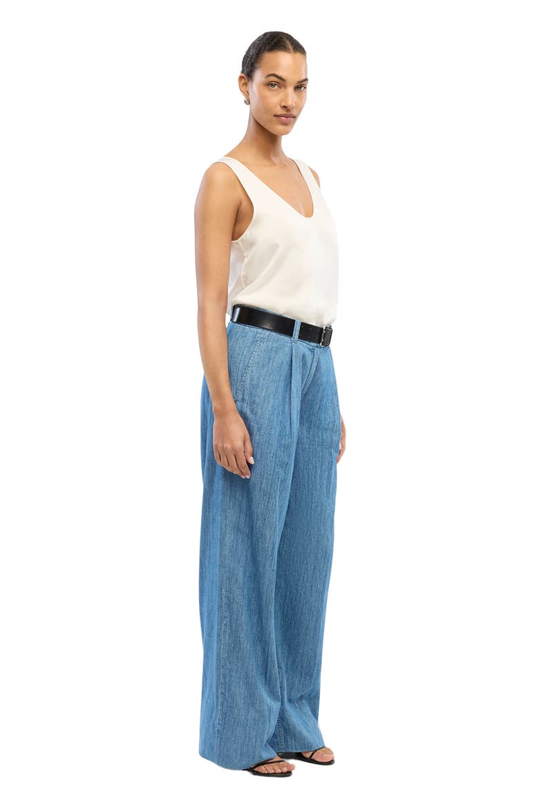 Chambray Relaxed Wide Leg Pant, Alternate, color, MEDIUM BLUE
