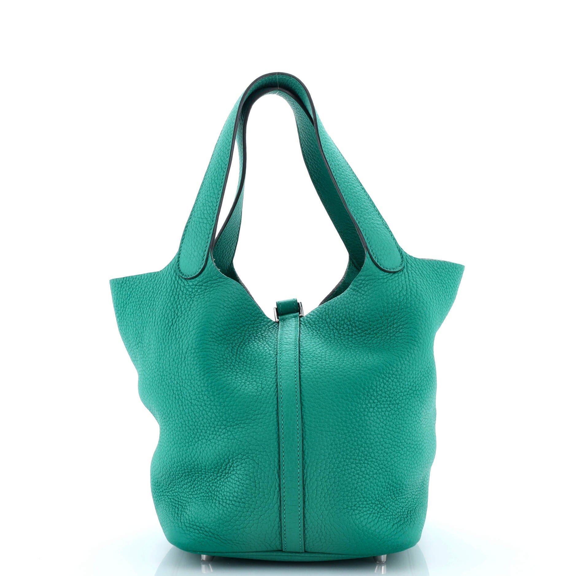 Pre-Owned Hermes Picotin Lock Bag Clemence MM, Alternate, color, Vert Verone