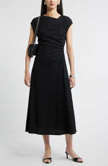 Textured Ruched Midi Dress