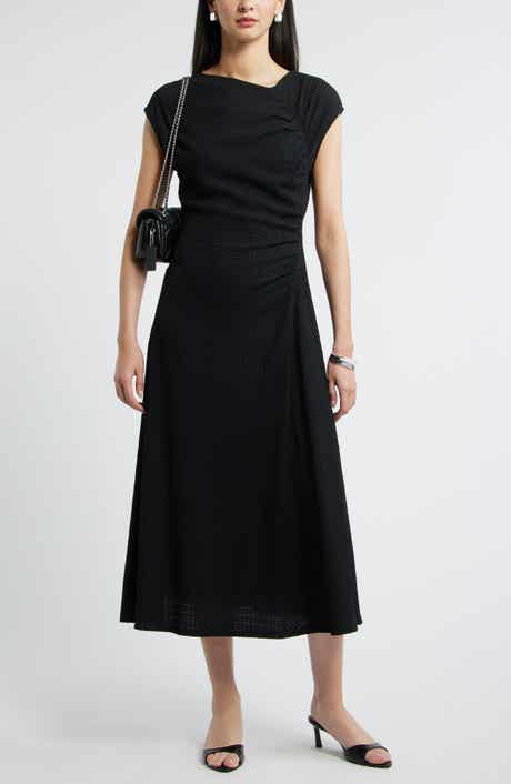 Textured Ruched Midi Dress