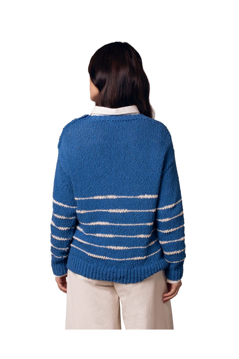 Long Sleeve Drop Stitch Breton Sweater, Alternate, color, Lapis / Ecru
