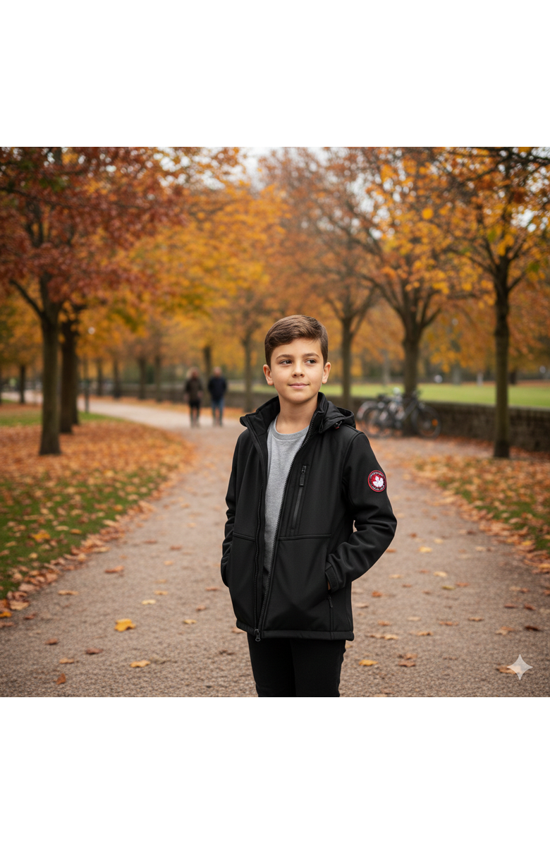 CANADA WEATHER GEAR Boys'  Softshell Hooded Jacket, Alternate, color, Black