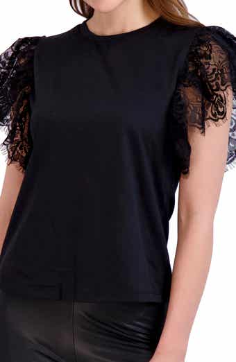 Crewneck Lace Sleeve Top