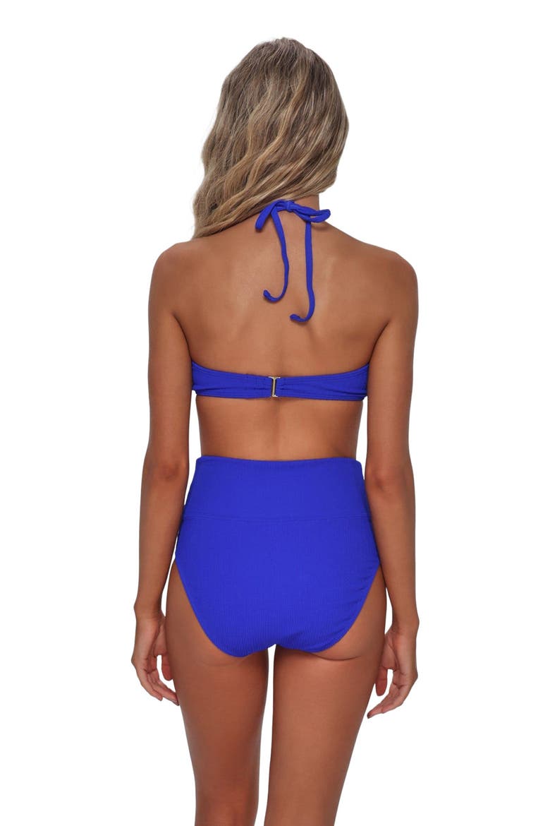 Hannah High Waist Bikini Swim Bottoms, Alternate, color, Vivid Blue Rib