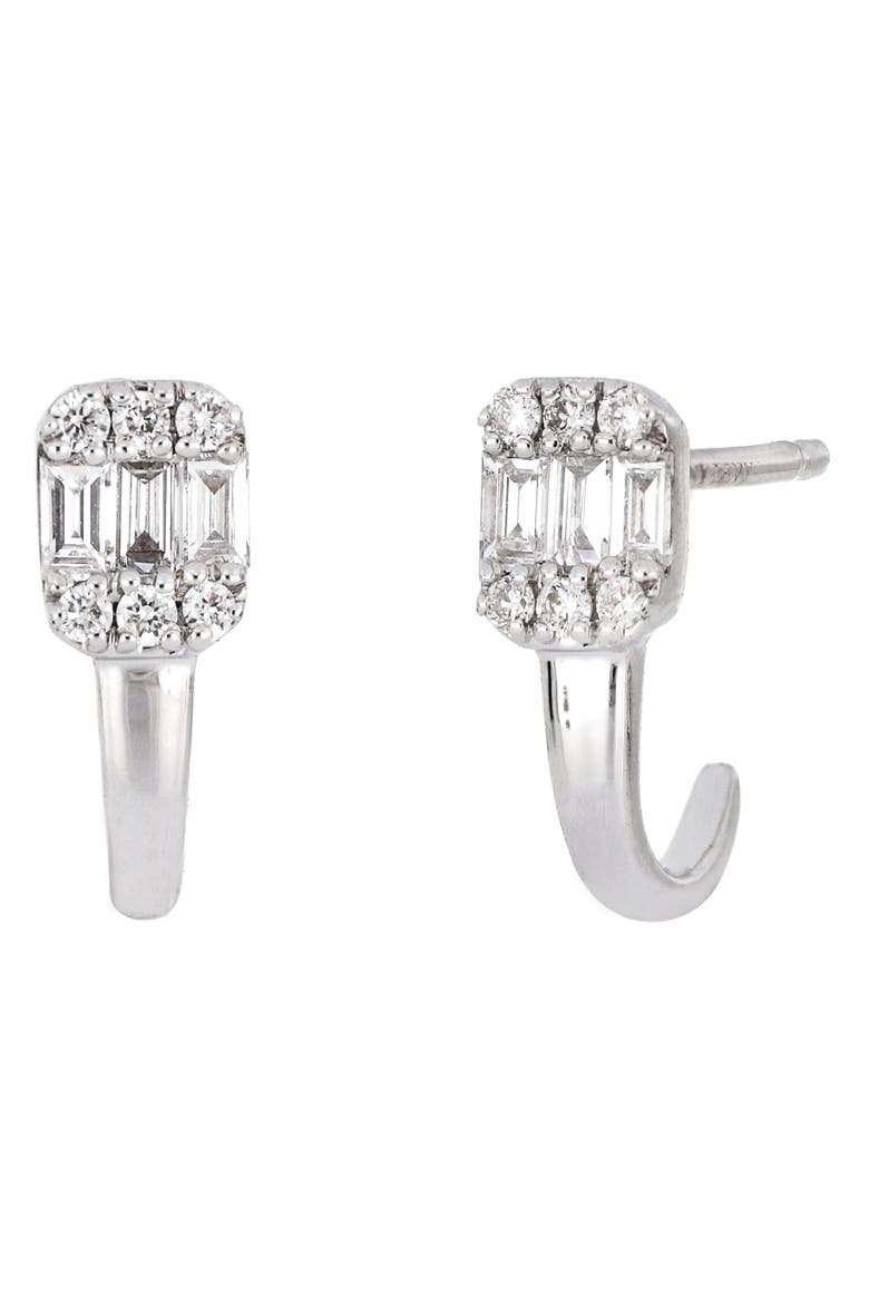 Mika Diamond Huggie Hoop Earrings (Nordstrom Exclusive), Main, color, 18K WHITE GOLD
