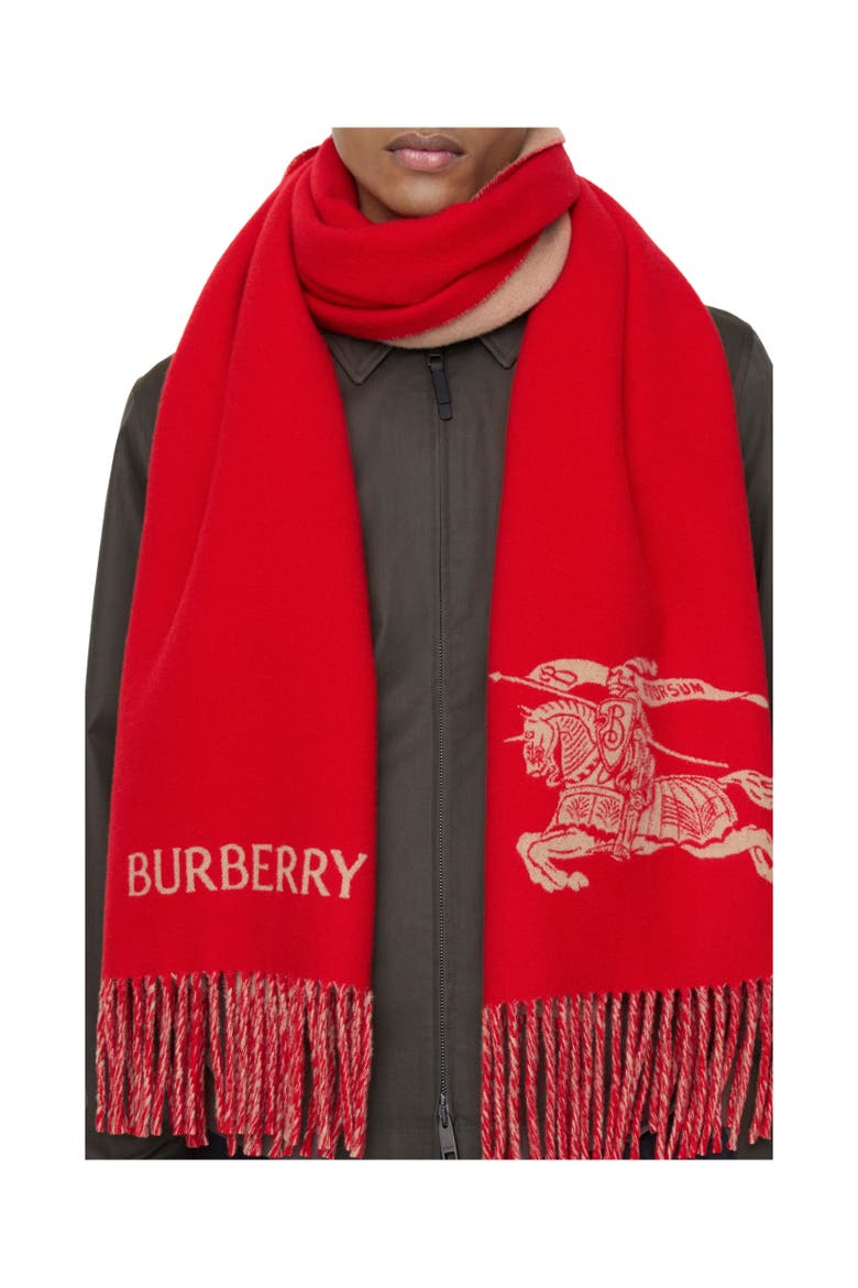 Reversible Knight Cashmere Scarf, Alternate, color, Pillar red/camel beige