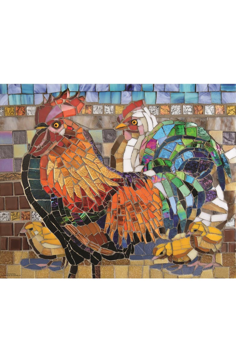 Sunsout Stained Glass Chickens 1000 piece Jigsaw Puzzle for Adults, Alternate, color, Multicolor
