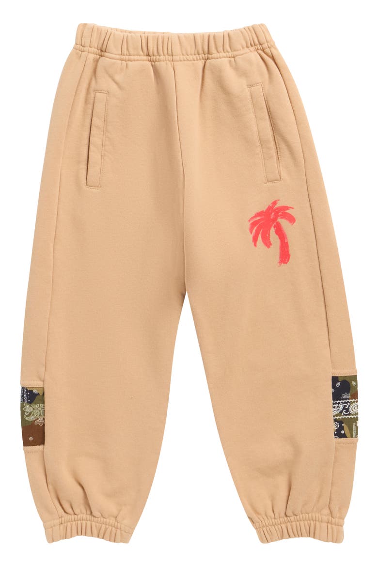 Kids' Palm Brush Camo Sweatpants, Main, color, BEIGE/ RED