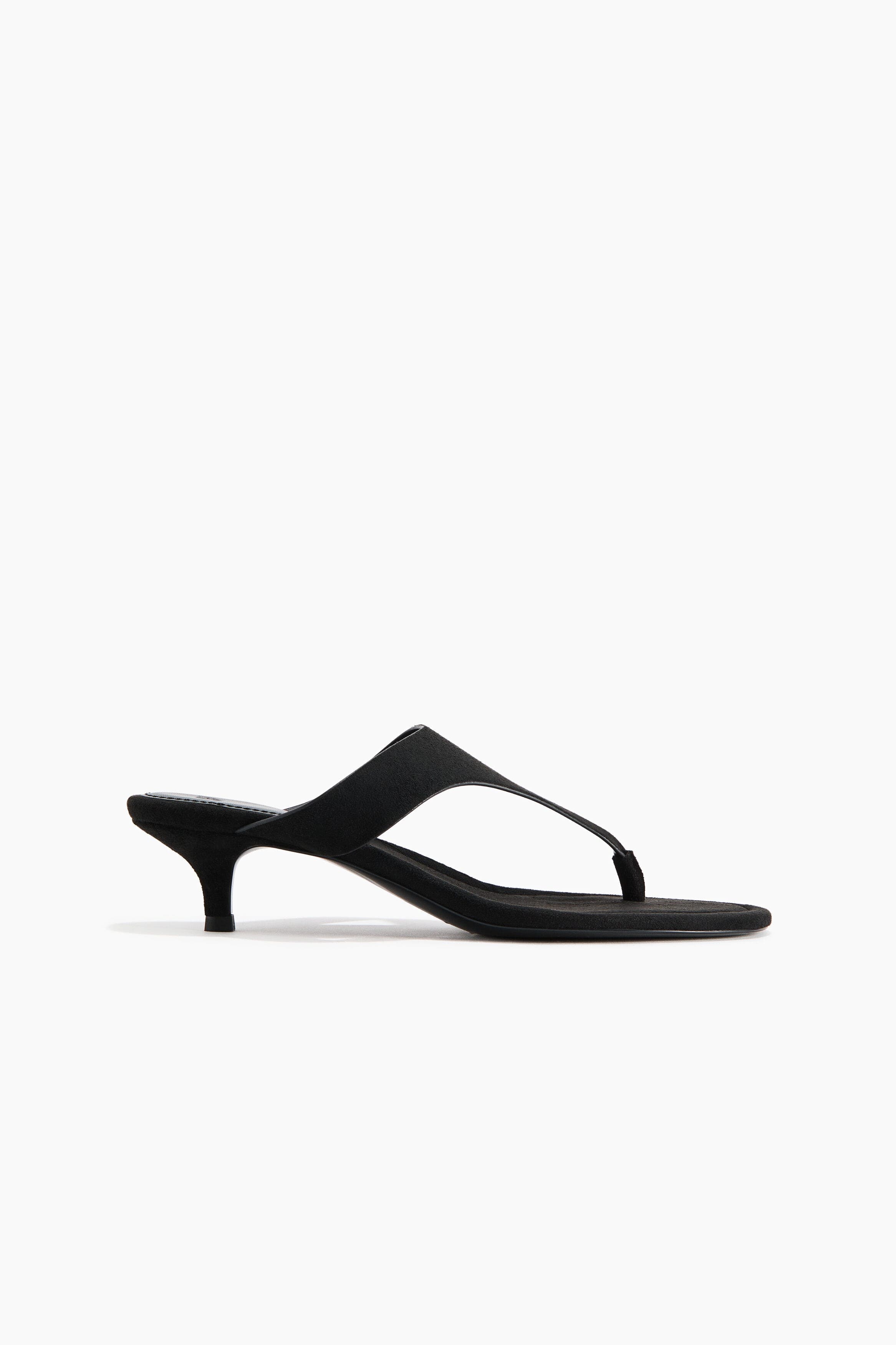 H&M Kitten-heeled Sandals, Main, color, Black