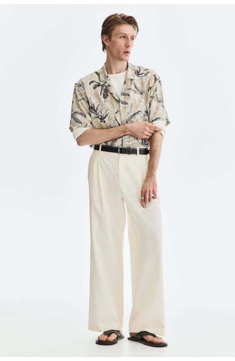H&M Loose Fit Wide Trousers, Main, color, Cream