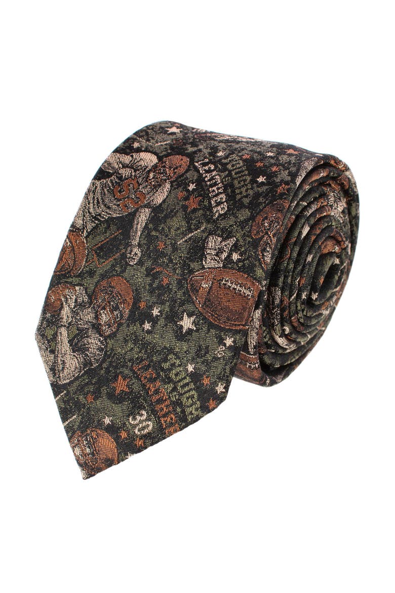 Tough As Leather Football Silk Novelty Necktie, Main, color, Multiple