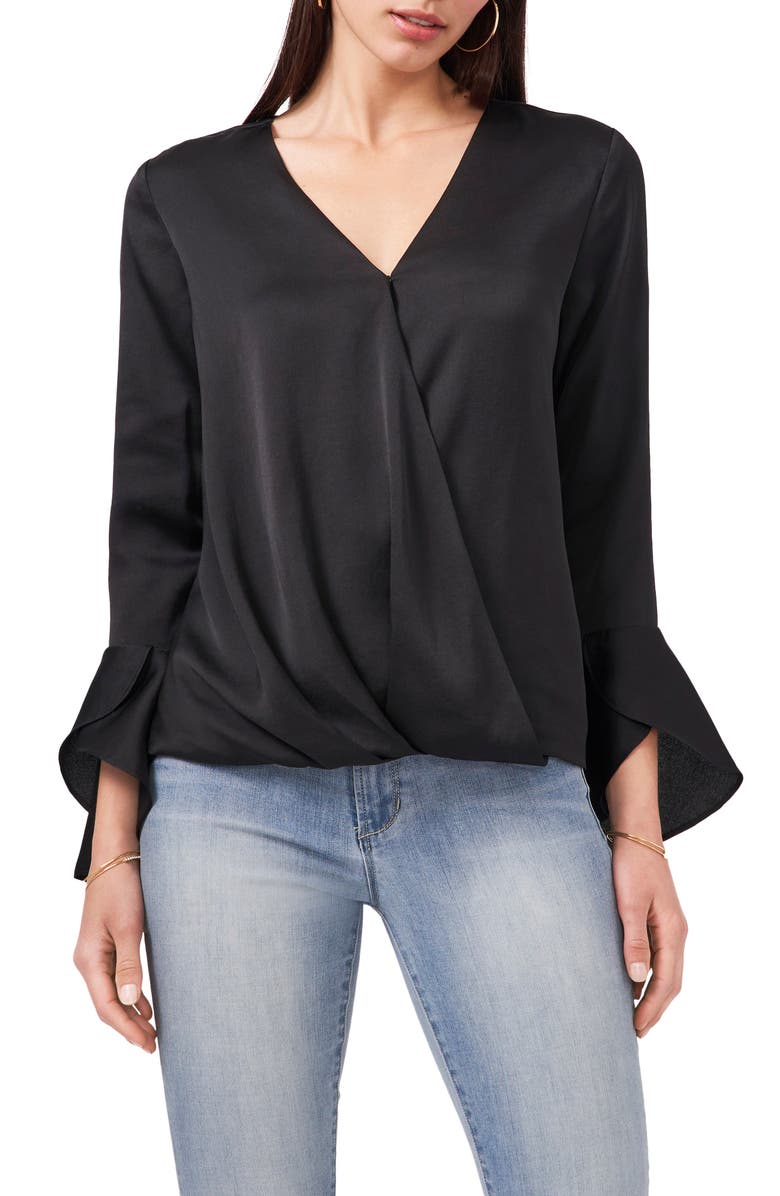 Vince Camuto Bell Sleeve Satin Blouse, Main, color, 