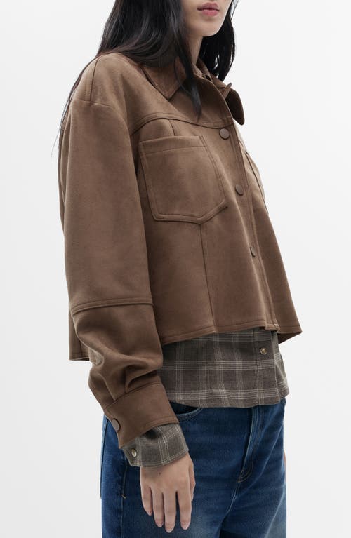 Mango Leather-effect Jacket With Pockets In Brown