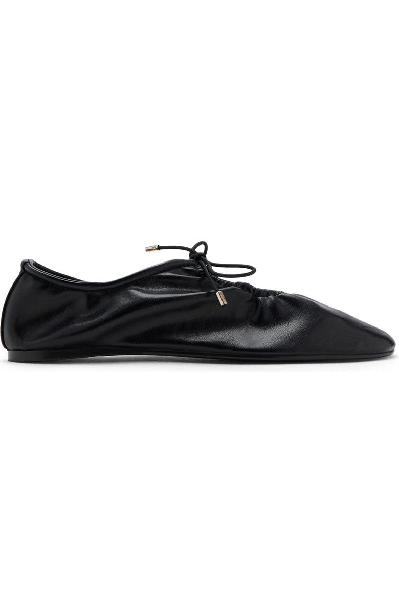 MANGO Ruched Ballet Flat, Alternate, color, Black