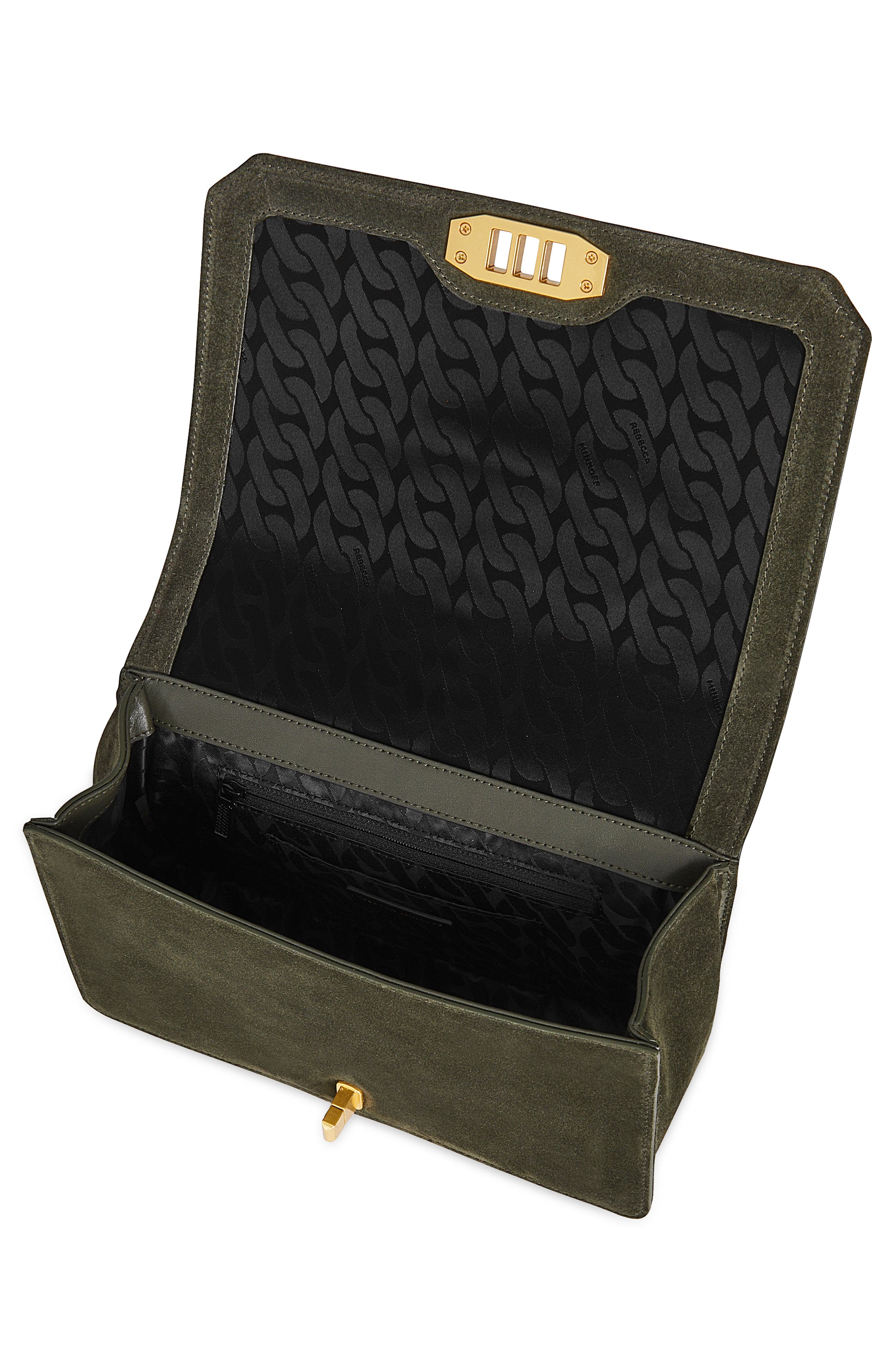 Rebecca Minkoff Love Chevron Quilted Leather Crossbody Bag, Alternate, color, Moss