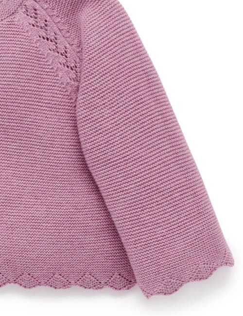 Purebaby Scalloped Cardigan In Purple