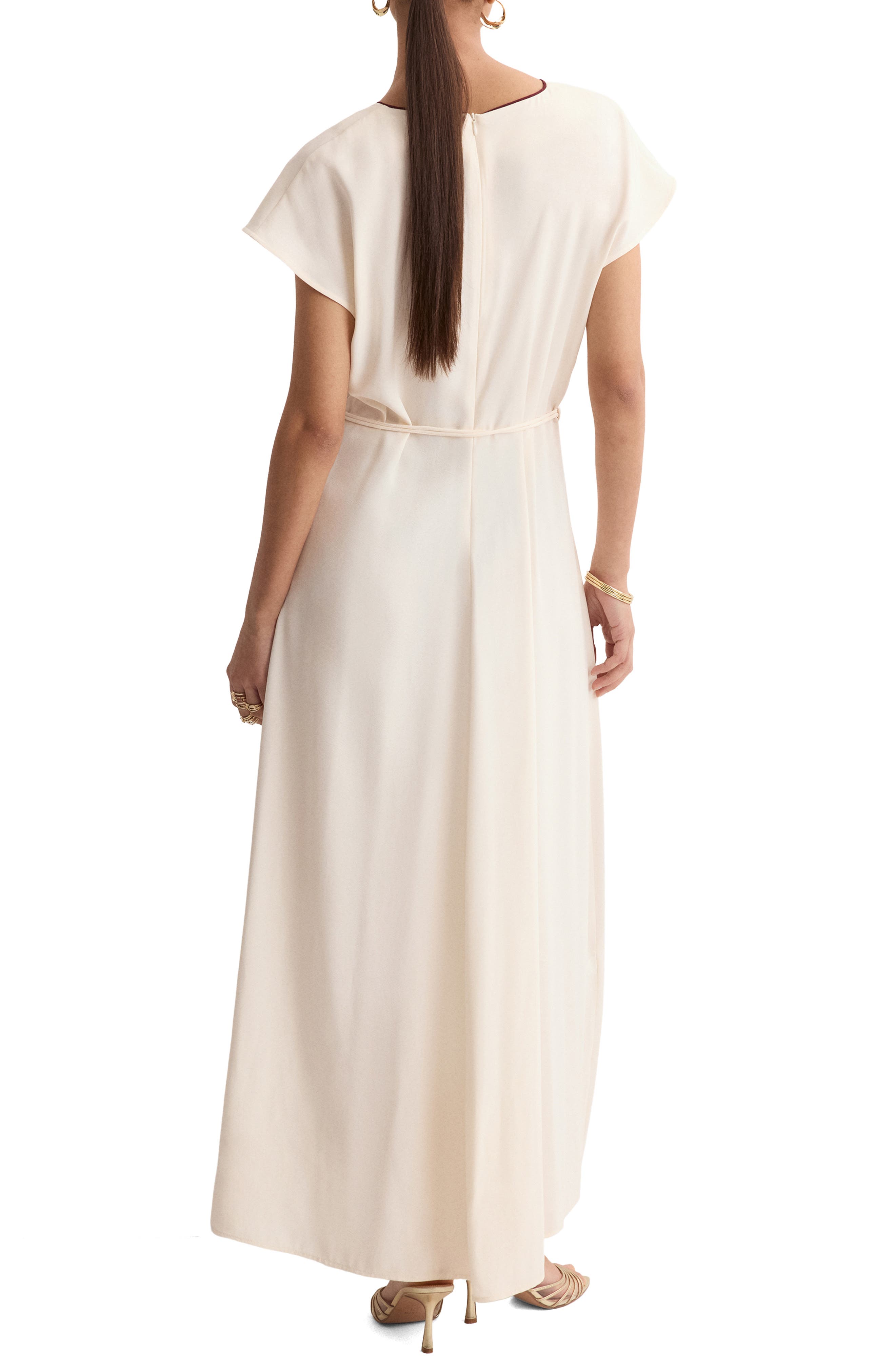 Contrast Piping Belted Midi Dress - image 2
