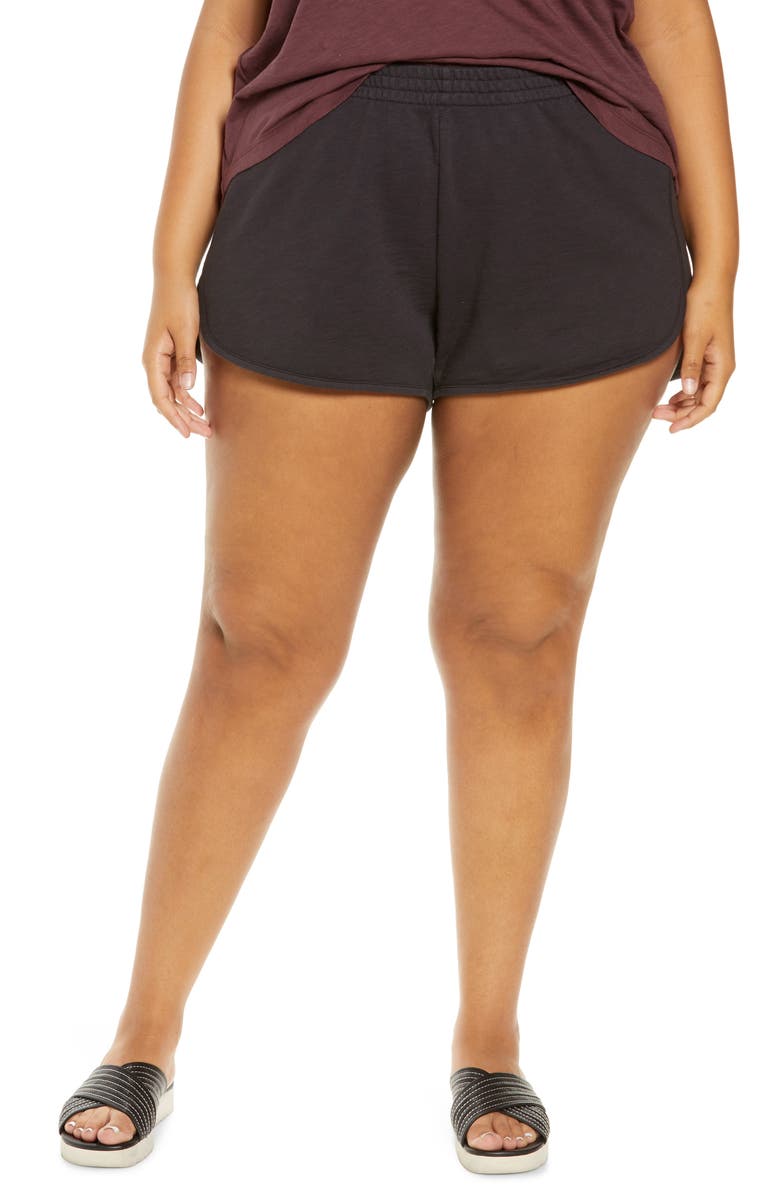 Madewell MWL Curved Hem Sweat Shorts, Main, color,