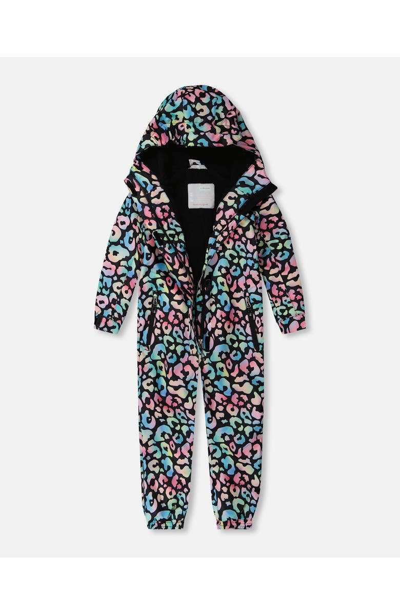Deux par Deux Kids Mid-Season Animal One-Piece Outerwear, Alternate, color, Black Animal Print