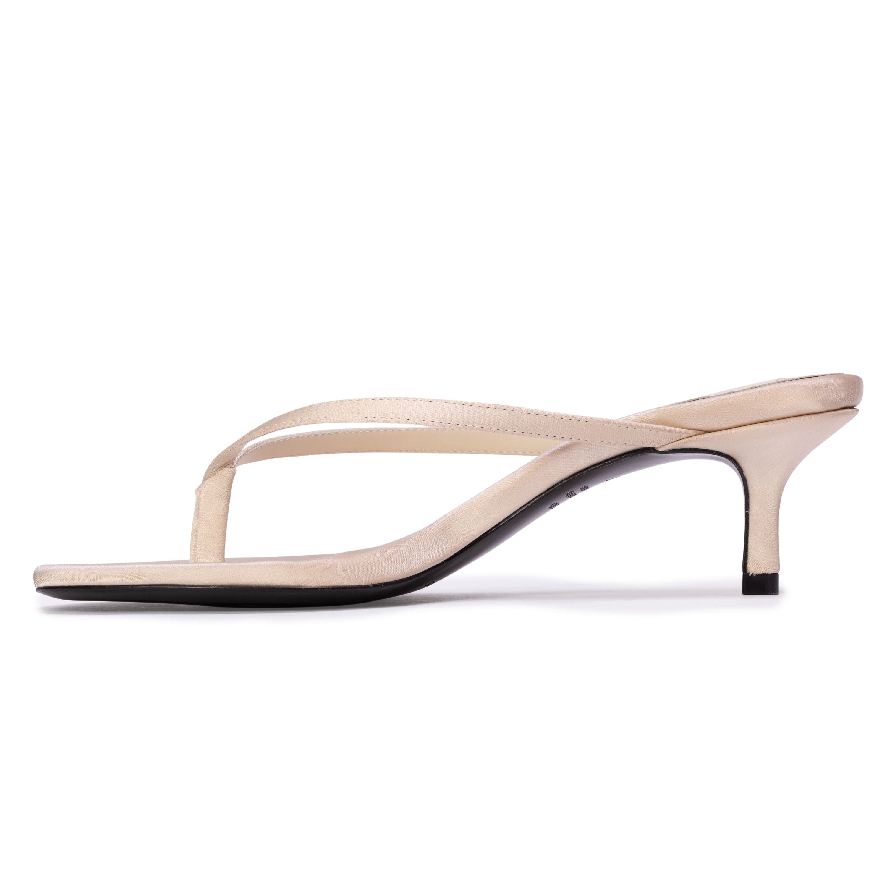 Tash 50 Satin Thong Sandal, Alternate, color, Champagne Satin