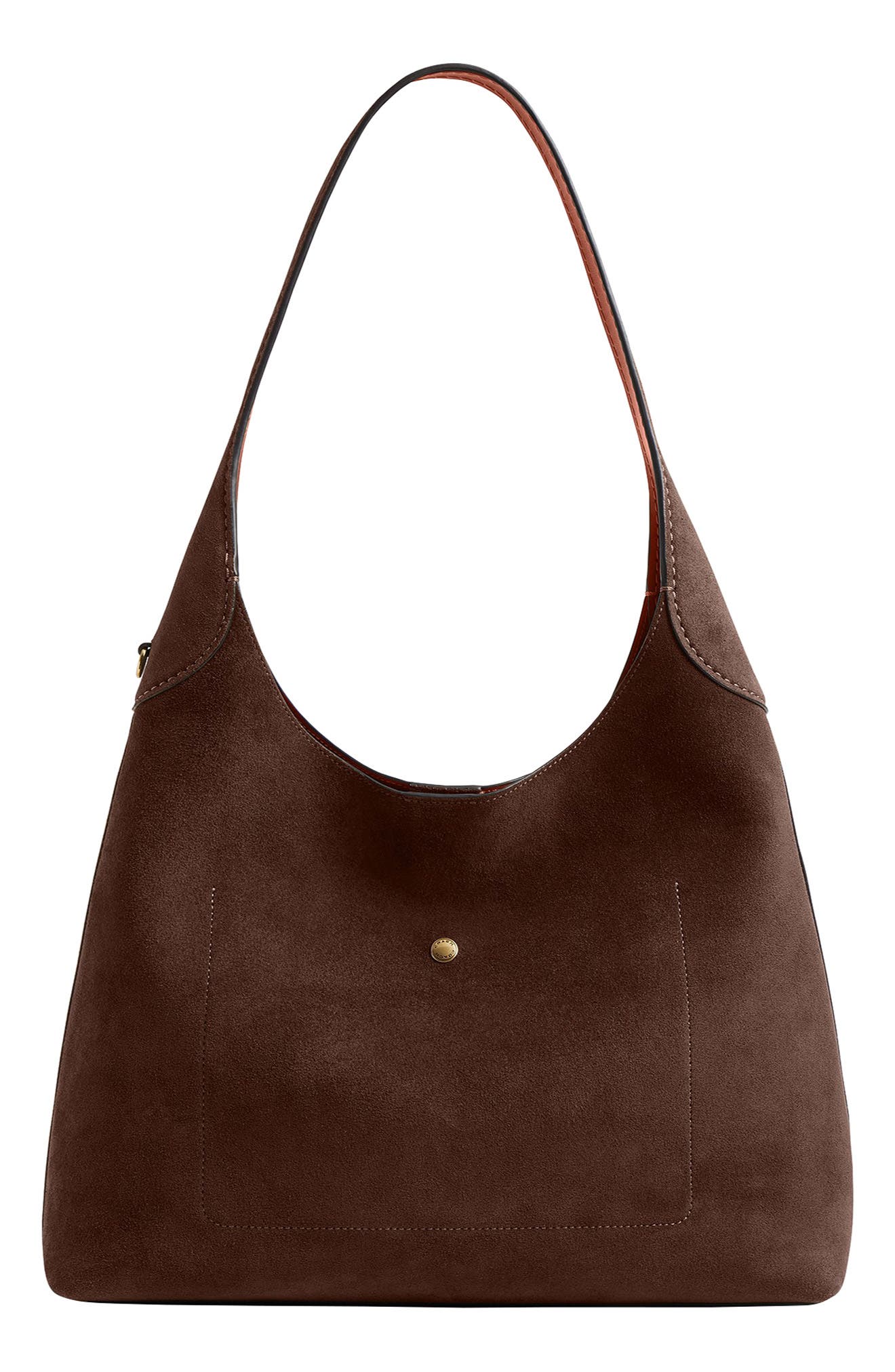 Brooklyn 34 Suede Shoulder Bag, Alternate, color, DARK CHOCOLATE