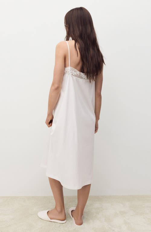 Mango Lace Trim Cotton Nightgown In White