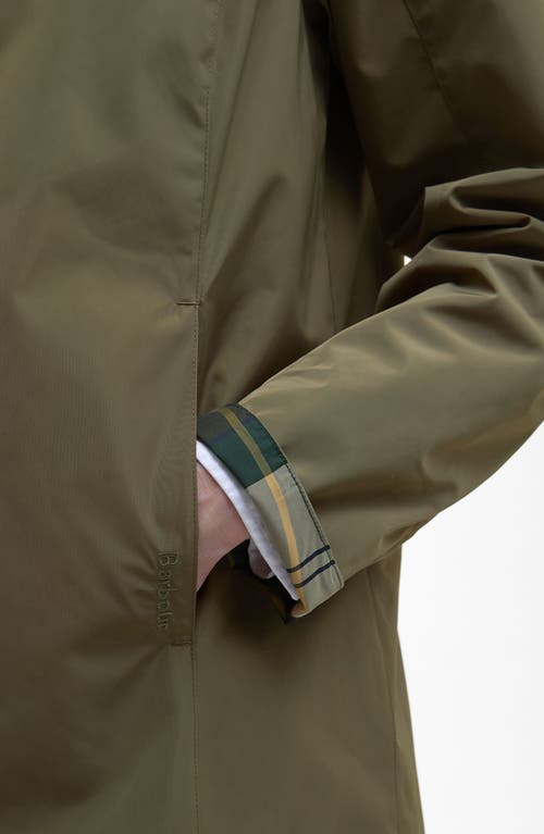 Barbour Babbity Reversible Waterproof Coat In Dusky Green Ancient