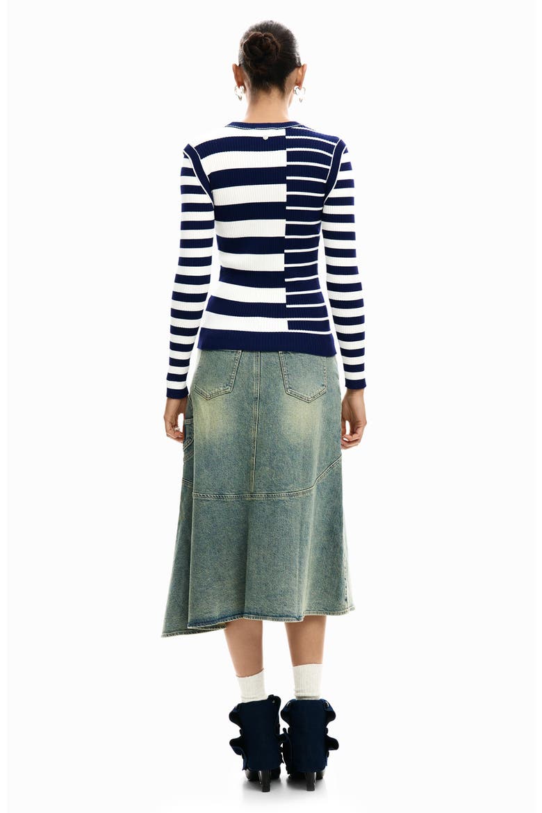Stripe Rib Sweater, Alternate, color, WHITE/ BLUE